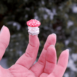 miniature mushroom figurine porcelain amanita garden decor cute gift