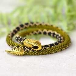 olivine snake necklace, ouroboros, serpent necklace, statement jewelry