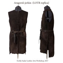 aragorn leather vest replica / strider's jerkin / custom size / cosplay / tabard / lotr / larp costume / medieval