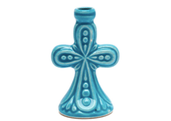 cross shape ceramic candlestick - cross design ceramic candlestick | height: 7.0 cm (2 ,7inches) | made in russia