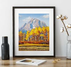 grand teton national park original painting wyoming soft pastel artwork southwest landscape wall art 8"x10"