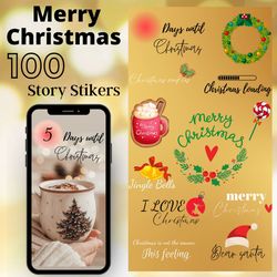 story sticker, christmas stickers, instagram stories, christmas story stickers, red story sticker, gold story stickers