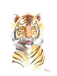 poster for child room, strong tiger, watercolor animal