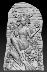 3d model stl file bas-relief figurine goddess persephone for cnc and 3d printing
