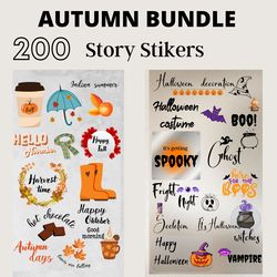 autumn bundle stickers, halloween story stickers, instagram story, fall story sticker, autumn instagram story stickers