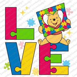love autism png, autism png design, honey bear autism png, a