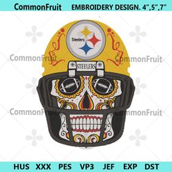 pittsburgh steelers skull embroidery files, nfl embroidery files, pittsburgh steelers skull helmet file