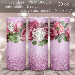flowers tumbler sublimation design for 20 oz skinny tumblers | seamless floral straight and tapered tumbler templates