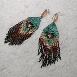 boho style earrings made of handmade japanese beads.