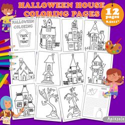 halloween haunted house kids coloring pages | kids coloring pages bundle