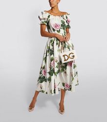 auth dolce & gabbana tropical roses printed cotton maxi dress 40it