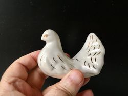 ceramic candle holder - white holy dove | height: 7.0 cm (2,8 inches) | made in russia