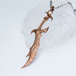 pure copper skyrim daedric sword pendant / skyrim sword necklace / skyrim, oblivion, morrowind cosplay / handmade amulet