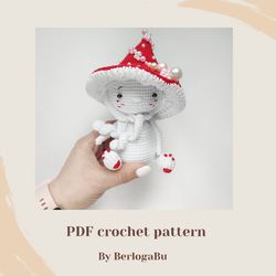 mushroom amanita crocheted. crochet pattern pdf.