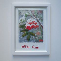 rowan painting christmas decoration original art berry wall art frame painting