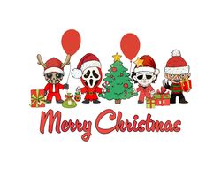 horror christmas png, horror characters merry christmas png, horror christmas sublimation