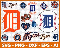 detroit tigers mlb svg cut files baseball clipart bundle