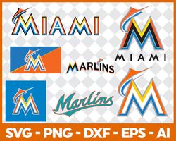 miami marlins mlb svg cut files baseball clipart bundle