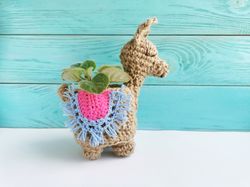 llama planter, succulent planter, jute planter