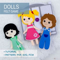 sewing pattern felt dolls, flat non paper doll