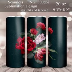 red flowers tumbler sublimation design | floral straight and tapered tumbler templates png