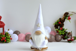 scandinavian  christmas gnome angel with wings, christmas table decoration