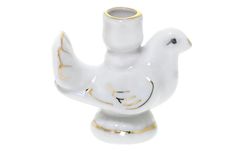 ceramic candle holder - white holy dove | height: 6.0 cm (2,4 inches) | made in russia