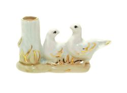 ceramic candle holder - two white holy doves | height: 5.0 cm (2,0 inches) | made in russia