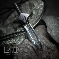 Crystal Katana Pendant of black - Lorien jewellery