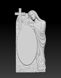 3d stl model for cnc file. tombstone with a girl