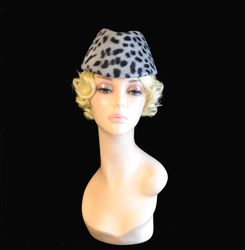 leopard forage cap, stewardess cap, leopard winter hat, leopard felt hat,