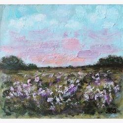 wildflowers painting landscape original art floral artwork oil painting flowers painting small wall art by nataduart