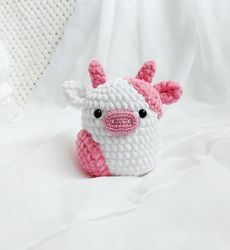 crochet cow plush cow pink cow crochet plush cow toy cow toy cow stuffed animal