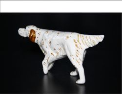 figurine red english setter statuette ceramics handmade, statue