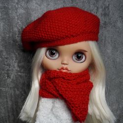 hat for blythe doll, clothes for blythe, knitted hat