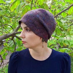 handmade wool wetfelting hat plum punch