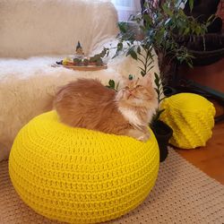 pouf ottoman crocheted stuffed indoor round pouf ottoman outdoor ottoman pouf footstool handmade ottoman gift