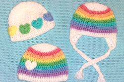 crochet pattern rainbow baby beanies