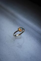 solid gold opal ring, 14k gold ring with opal