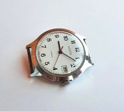 Wostok white dial Soviet mens watch - Vostok 17 jewels wind up wrist watch USSR