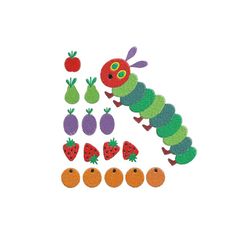 hungry caterpillar machine embroidery design,cute machine embroidery design,2 sizes,instant download--733