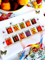 cross stitch pattern pdf sweet summer jars by crossstitchingforfun instant download, summer cross stitch pattern