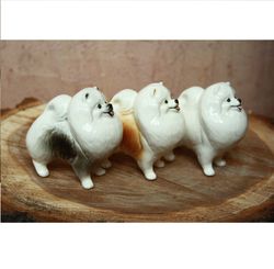 figurine pomeranian dog porcelain handmade statuette