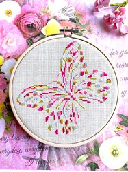 variegated lacy butterfly cross stitch pattern pdf by crossstitchingforfun instant download, variegated cross stitching