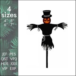 Scarecrow Embroidery Design, Halloween, Pumpkin, Crow, Holiday , 4 Sizes, Instant Download