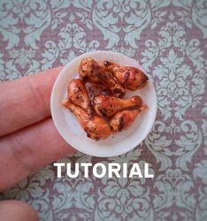 Miniature chicken legs. TUTORIAL polymer clay. Mini food. Dollhouse accessories. Foods for doll. Fake mini food. Pattern