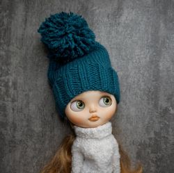 hat for blythe doll, clothes for blythe, knitted hat