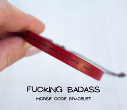 morse code fucking badass  bracelet, best friend gifts, friendship bracelet, gifts for female friends, christmas gift