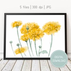 wall art printable flowers, bedroom wall art, chrysanthemum, large art, dining room art, art print, floral printable art