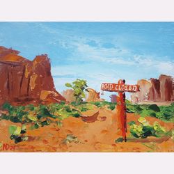 valley monyment painting mountain original oil wall art southwest landscape art arizona artwork utah 6"x8"